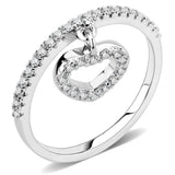 3W1579 - Rhodium Brass Ring with AAA Grade CZ  in Clear - Alamode