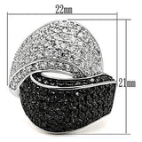 3W157 - Rhodium + Ruthenium Brass Ring with AAA Grade CZ in Jet - Alamode - Flyclothing LLC