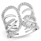 3W1580 - Rhodium Brass Ring with AAA Grade CZ in Clear - Alamode - Flyclothing LLC