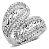 3W1582 - Rhodium Brass Ring with AAA Grade CZ in Clear - Alamode - Flyclothing LLC