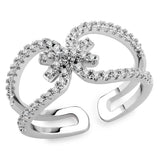 3W1583 - Rhodium Brass Ring with AAA Grade CZ  in Clear - Alamode