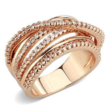 3W1586 - Rose Gold Brass Ring with AAA Grade CZ in Clear - Alamode - Flyclothing LLC