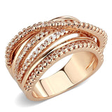 3W1586 - Rose Gold Brass Ring with AAA Grade CZ  in Clear - Alamode