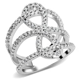 3W1587 - Rhodium Brass Ring with AAA Grade CZ  in Clear - Alamode