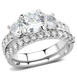 3W1588 - Rhodium Brass Ring with AAA Grade CZ  in Clear - Alamode