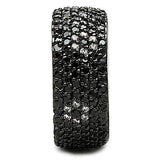 3W158 - Rhodium + Ruthenium Brass Ring with AAA Grade CZ in Jet - Alamode - Flyclothing LLC