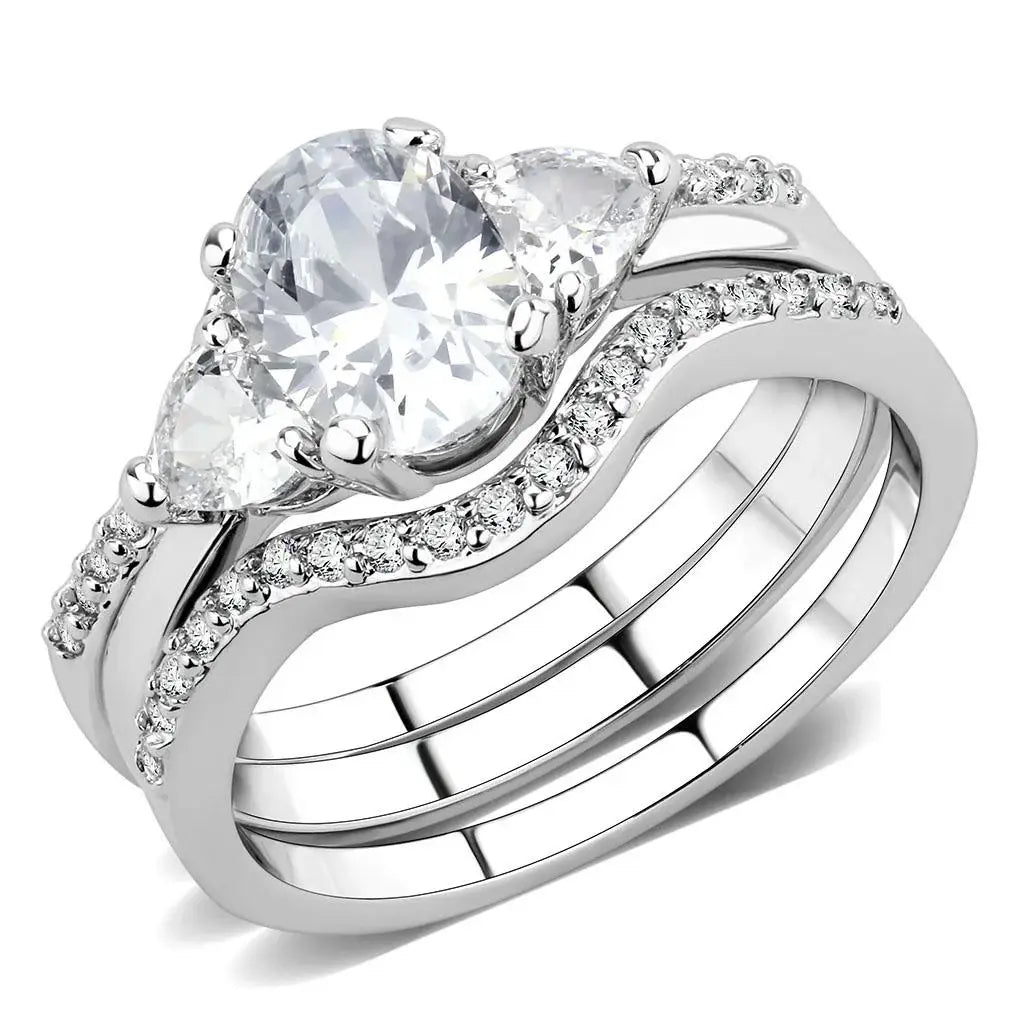3W1594 - Rhodium Brass Ring with AAA Grade CZ in Clear - Alamode - Flyclothing LLC