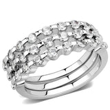 3W1595 - Rhodium Brass Ring with AAA Grade CZ  in Clear - Alamode