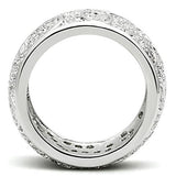 3W159 - Rhodium Brass Ring with AAA Grade CZ  in Clear - Alamode