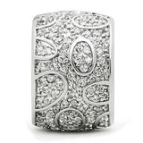 3W159 - Rhodium Brass Ring with AAA Grade CZ  in Clear - Alamode
