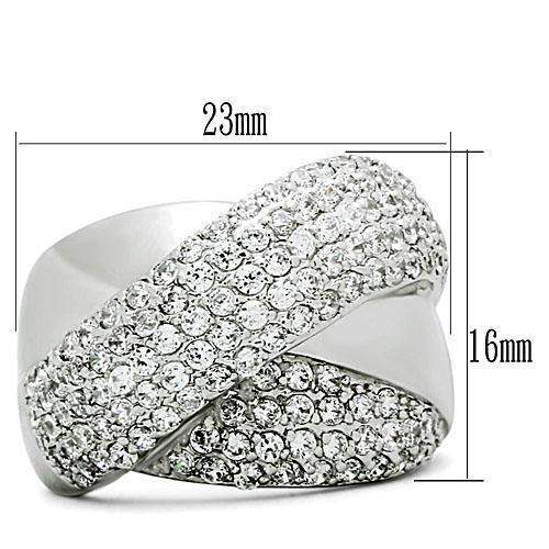 3W160 - Rhodium Brass Ring with AAA Grade CZ in Clear - Alamode - Flyclothing LLC