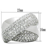 3W160 - Rhodium Brass Ring with AAA Grade CZ in Clear - Alamode - Flyclothing LLC