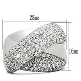 3W160 - Rhodium Brass Ring with AAA Grade CZ  in Clear - Alamode