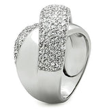 3W160 - Rhodium Brass Ring with AAA Grade CZ  in Clear - Alamode