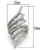 3W161 - Rhodium Brass Ring with AAA Grade CZ  in Clear - Alamode