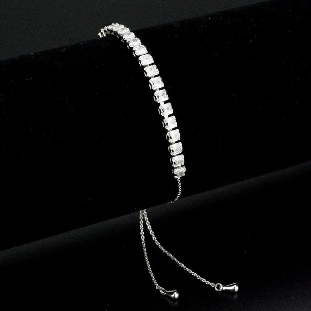 3W1667 - Rhodium Brass Bracelet with AAA Grade CZ in Clear - Alamode