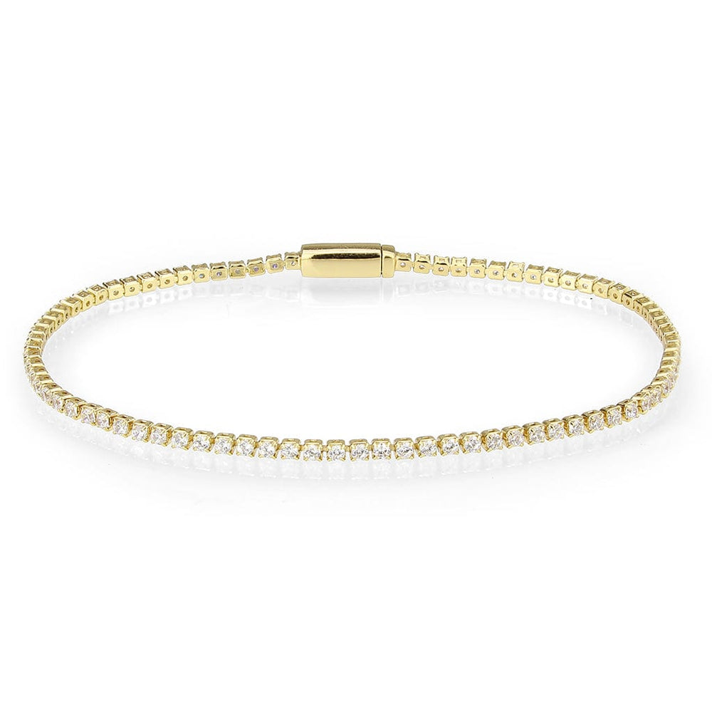 3W1680 - Gold Brass Bracelet with AAA Grade CZ in Clear