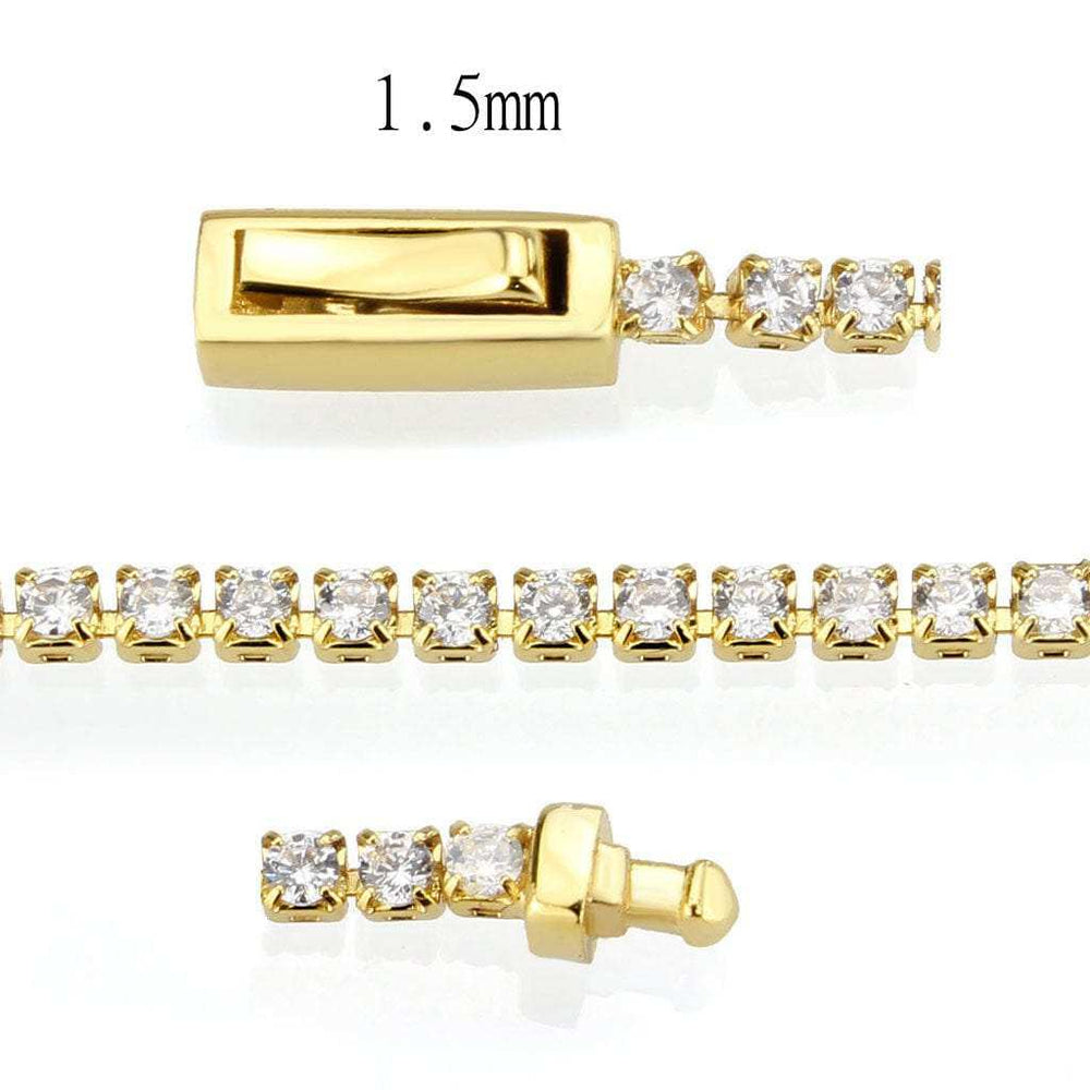 3W1680 - Gold Brass Bracelet with AAA Grade CZ in Clear - Alamode - Flyclothing LLC