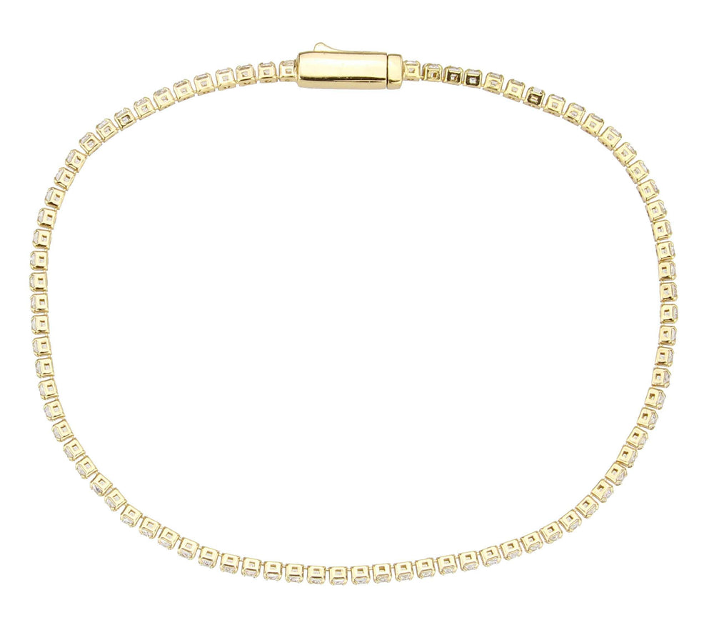 3W1680 - Gold Brass Bracelet with AAA Grade CZ in Clear - Alamode - Flyclothing LLC