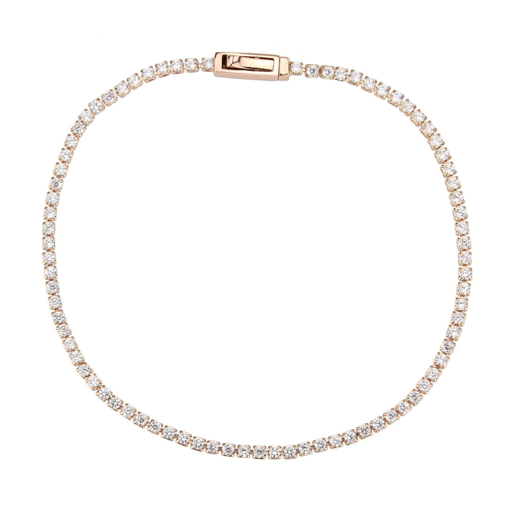 3W1681 - Rose Gold Brass Bracelet with AAA Grade CZ in Clear - Alamode - Flyclothing LLC
