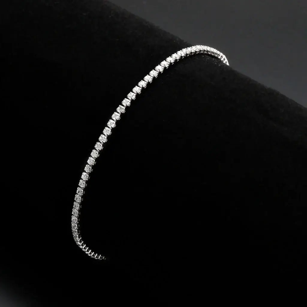 3W1682 - Rhodium Brass Bracelet with AAA Grade CZ in Clear - Alamode - Flyclothing LLC