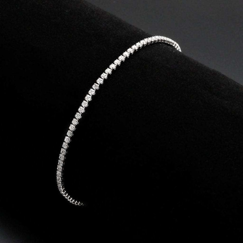 3W1682 - Rhodium Brass Bracelet with AAA Grade CZ in Clear - Alamode - Flyclothing LLC