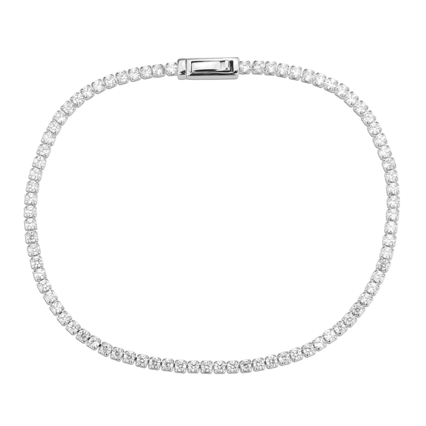 3W1682 - Rhodium Brass Bracelet with AAA Grade CZ in Clear - Alamode - Flyclothing LLC