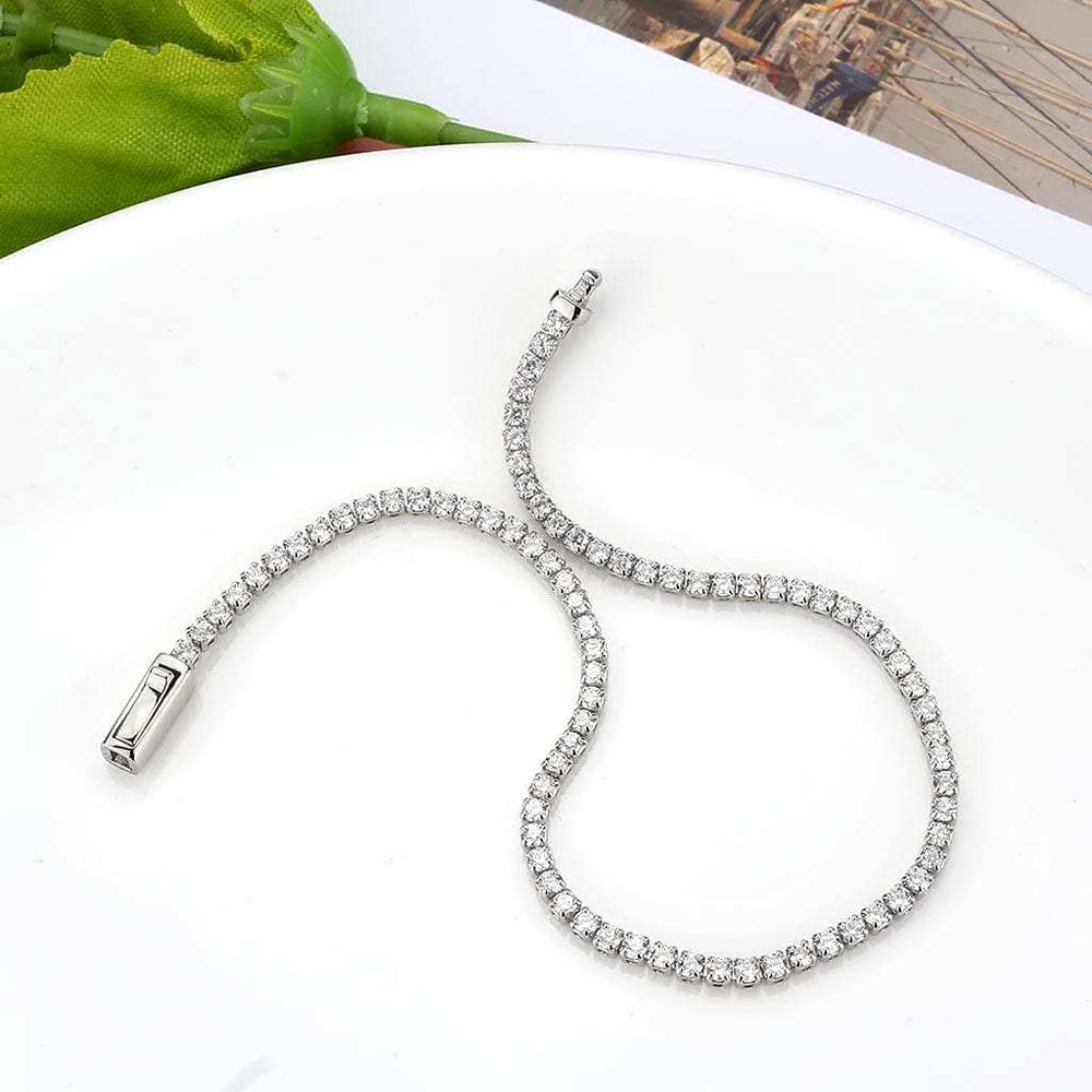 3W1682 - Rhodium Brass Bracelet with AAA Grade CZ in Clear - Alamode - Flyclothing LLC