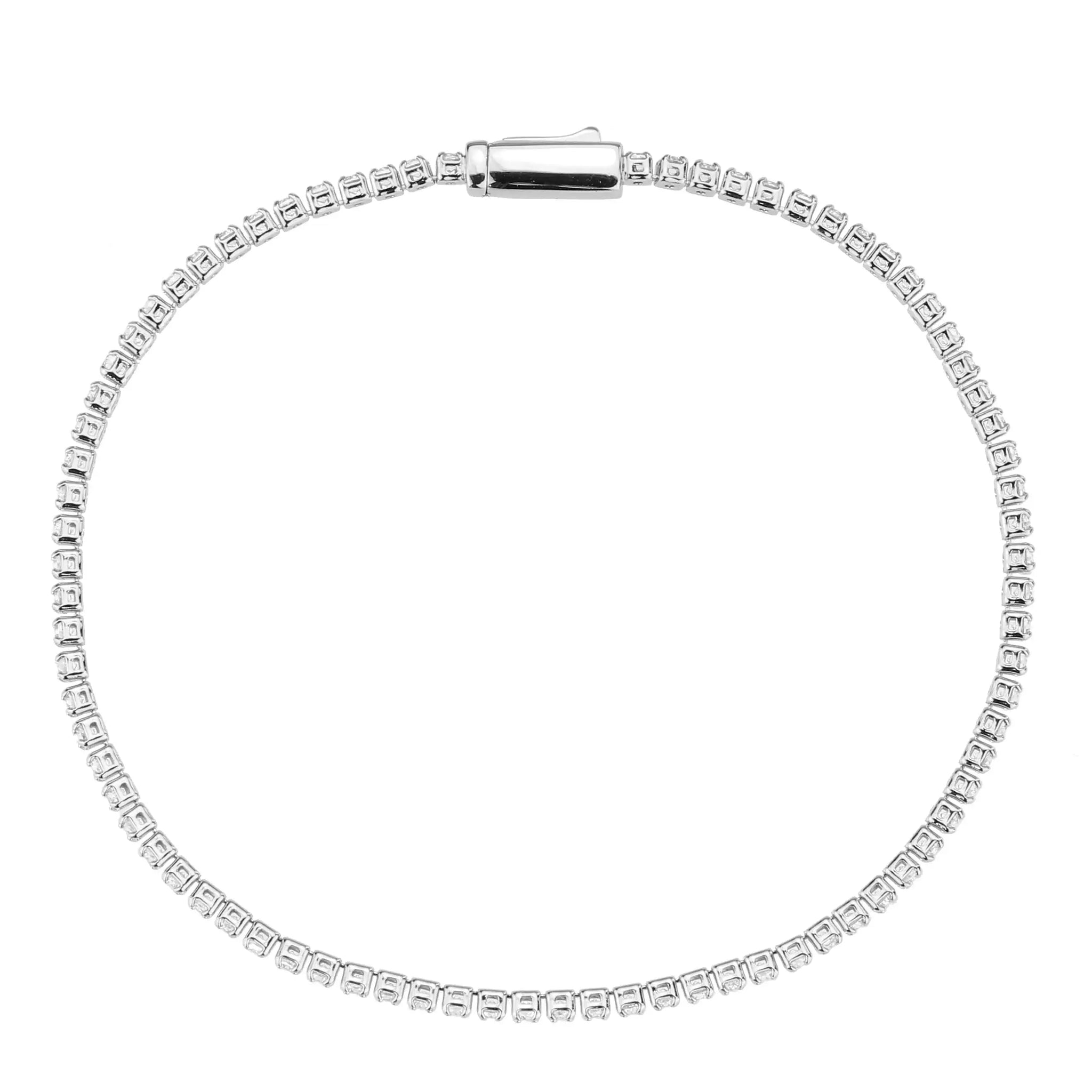 3W1682 - Rhodium Brass Bracelet with AAA Grade CZ in Clear - Alamode - Flyclothing LLC