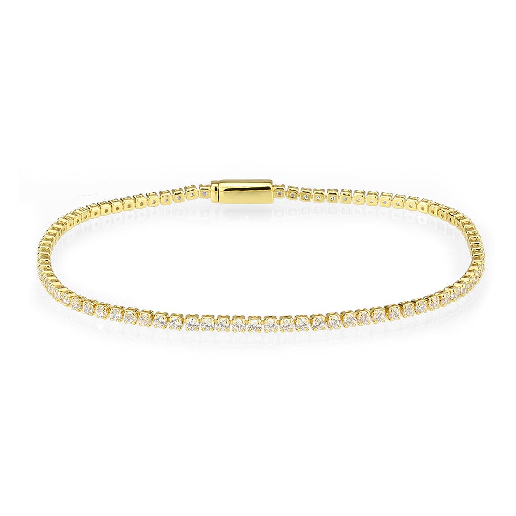 3W1683 - Gold Brass Bracelet with AAA Grade CZ in Clear