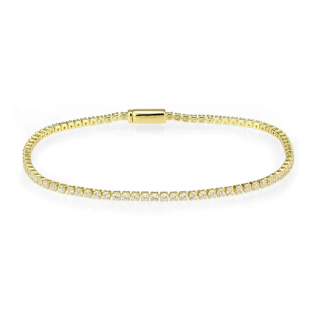 3W1683 - Gold Brass Bracelet with AAA Grade CZ in Clear - Alamode