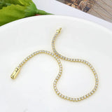 3W1683 - Gold Brass Bracelet with AAA Grade CZ in Clear - Alamode - Flyclothing LLC