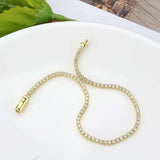 3W1683 - Gold Brass Bracelet with AAA Grade CZ in Clear - Alamode - Flyclothing LLC