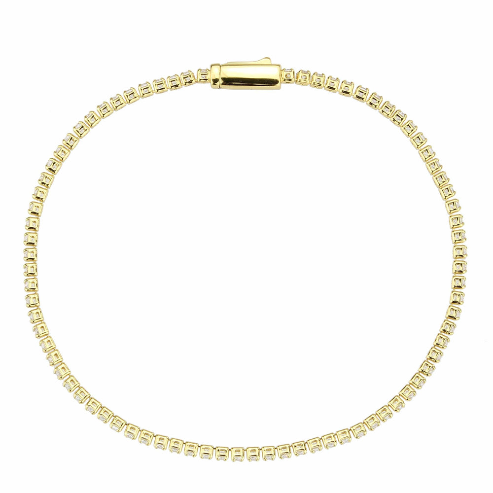 3W1683 - Gold Brass Bracelet with AAA Grade CZ in Clear - Alamode - Flyclothing LLC