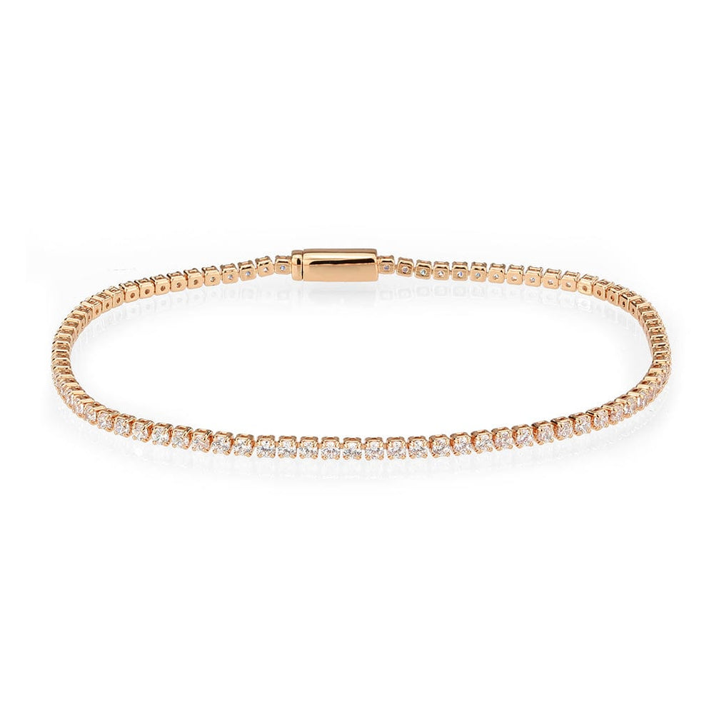 3W1684 - Rose Gold Brass Bracelet with AAA Grade CZ in Clear - Alamode