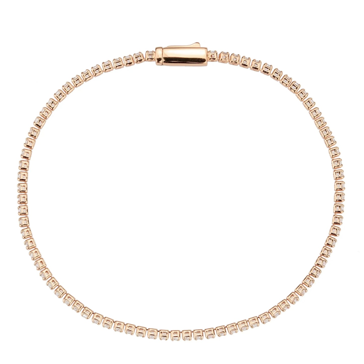 3W1684 - Rose Gold Brass Bracelet with AAA Grade CZ in Clear - Alamode - Flyclothing LLC