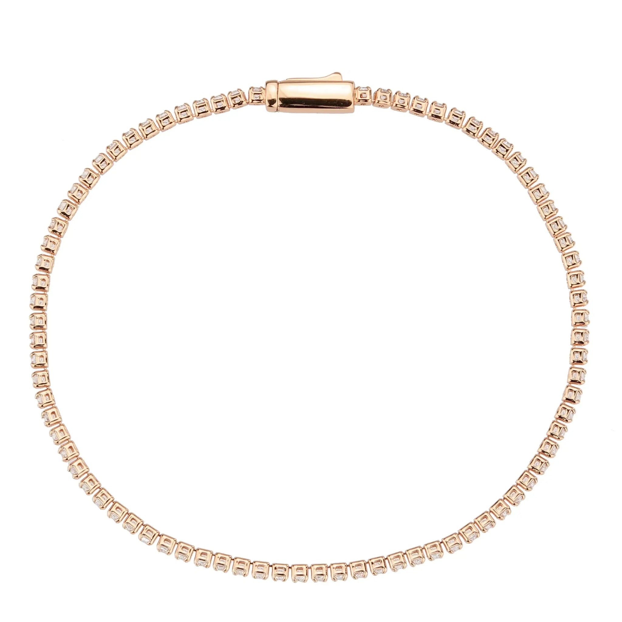 3W1684 - Rose Gold Brass Bracelet with AAA Grade CZ in Clear - Alamode - Flyclothing LLC
