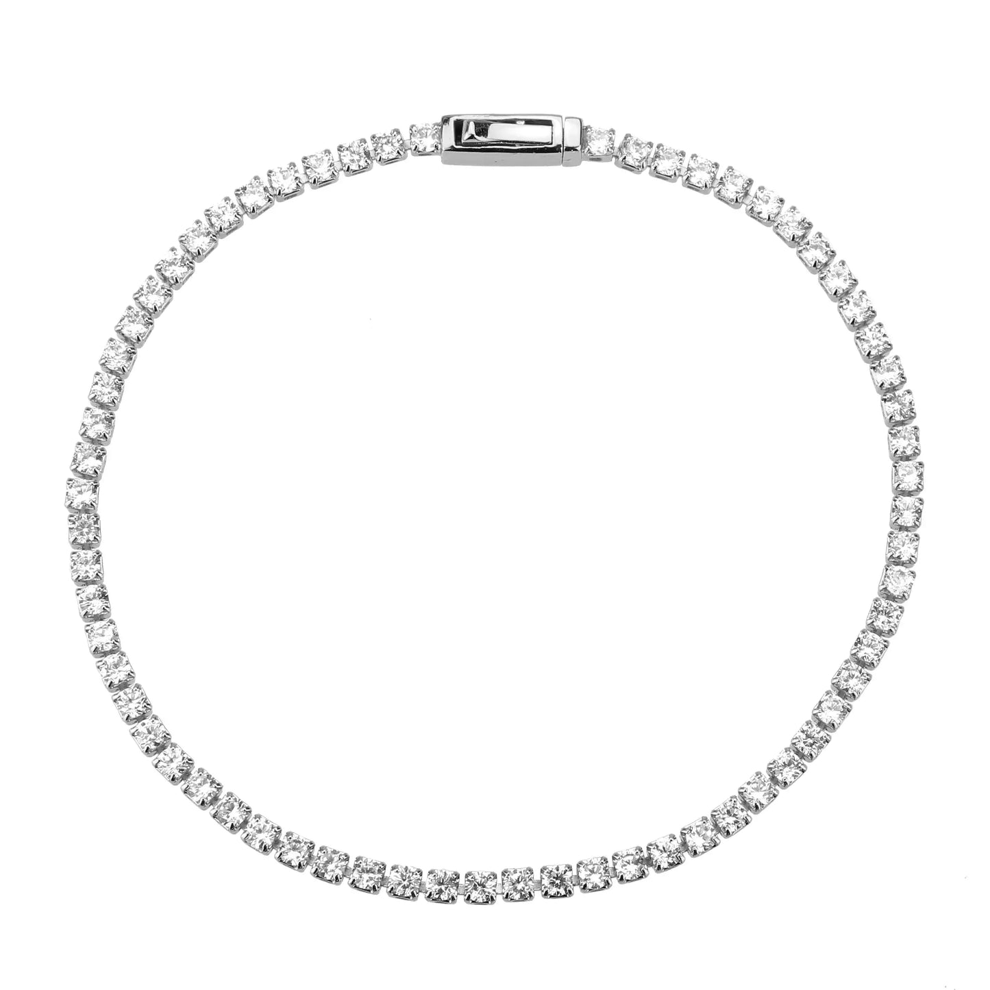 3W1685 - Rhodium Brass Bracelet with AAA Grade CZ in Clear - Alamode - Flyclothing LLC