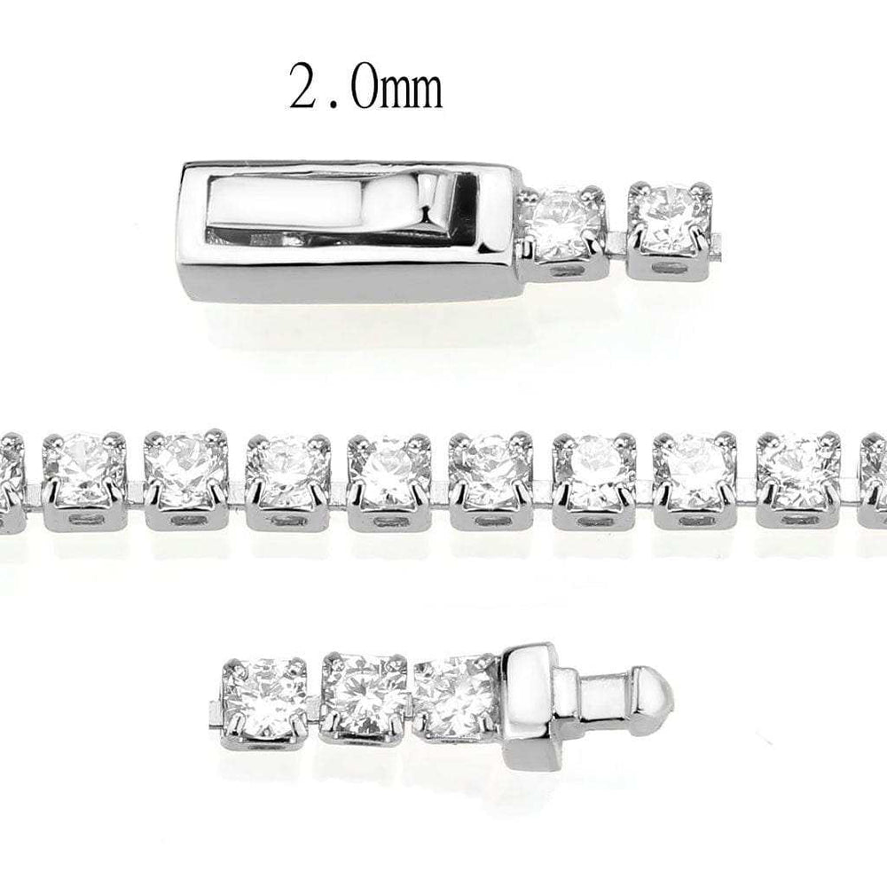 3W1685 - Rhodium Brass Bracelet with AAA Grade CZ in Clear - Alamode - Flyclothing LLC