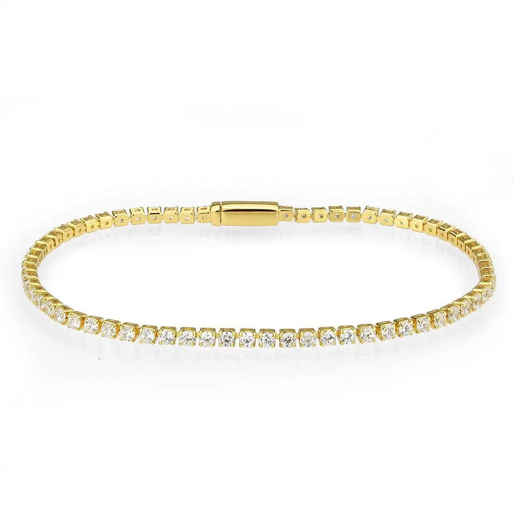 3W1686 - Gold Brass Bracelet with AAA Grade CZ in Clear - Alamode