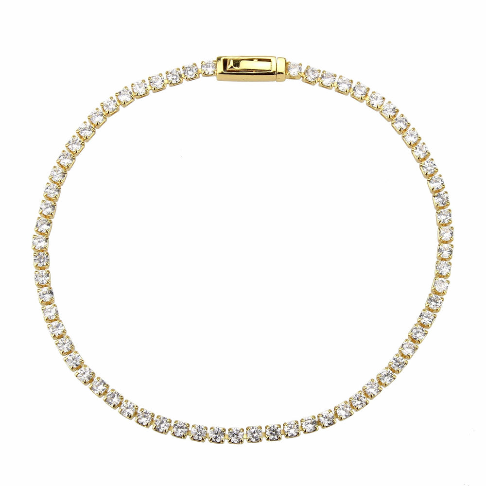 3W1686 - Gold Brass Bracelet with AAA Grade CZ in Clear - Alamode - Flyclothing LLC