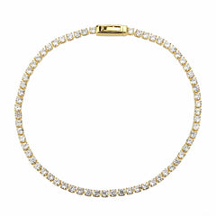 3W1686 - Gold Brass Bracelet with AAA Grade CZ in Clear