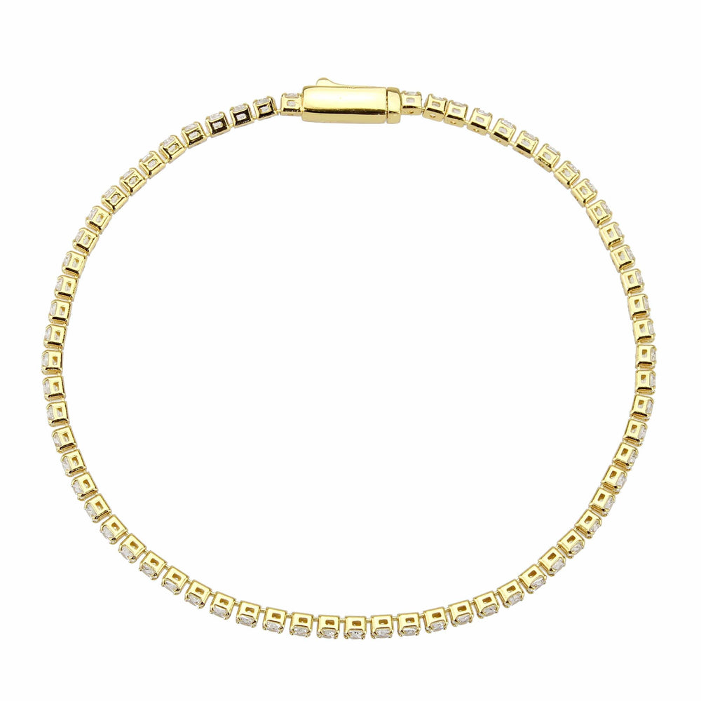 3W1686 - Gold Brass Bracelet with AAA Grade CZ in Clear - Alamode - Flyclothing LLC