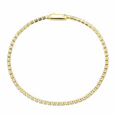 3W1686 - Gold Brass Bracelet with AAA Grade CZ in Clear