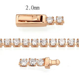 3W1687 - Rose Gold Brass Bracelet with AAA Grade CZ in Clear - Alamode - Flyclothing LLC