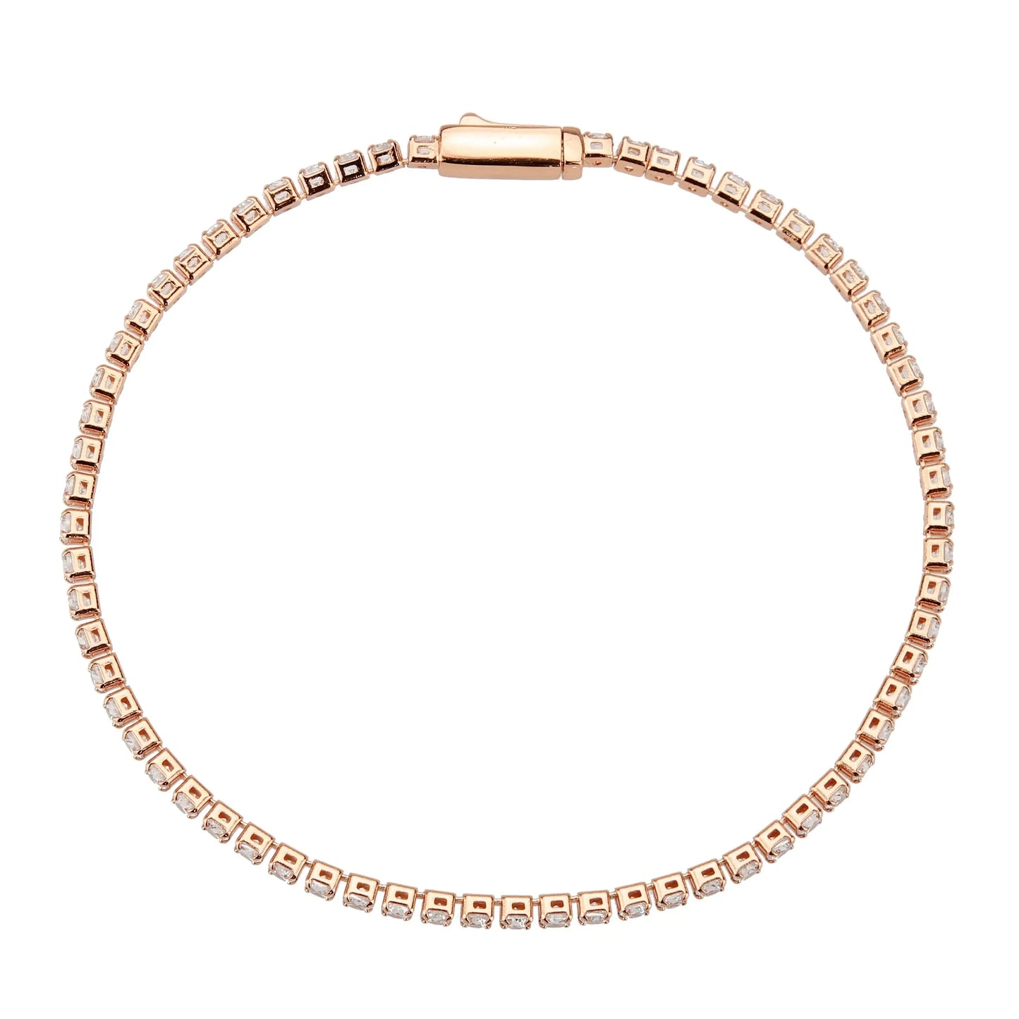 3W1687 - Rose Gold Brass Bracelet with AAA Grade CZ in Clear - Alamode - Flyclothing LLC