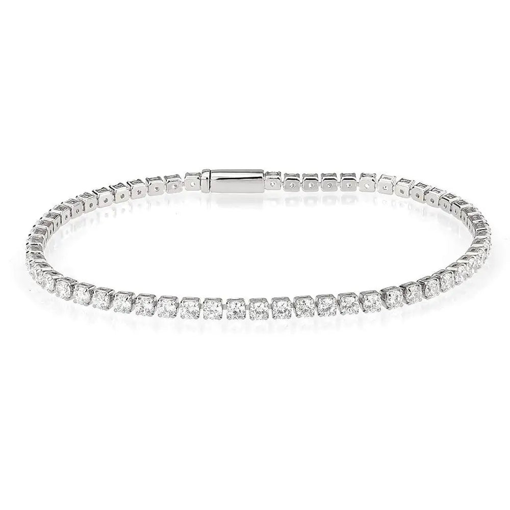 3W1688 - Rhodium Brass Bracelet with AAA Grade CZ in Clear - Alamode