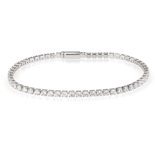 3W1688 - Rhodium Brass Bracelet with AAA Grade CZ in Clear