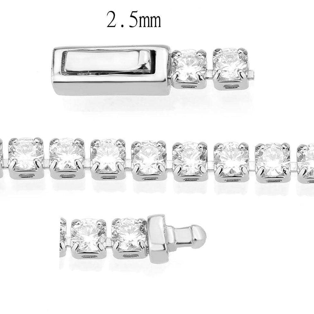 3W1688 - Rhodium Brass Bracelet with AAA Grade CZ in Clear - Alamode - Flyclothing LLC