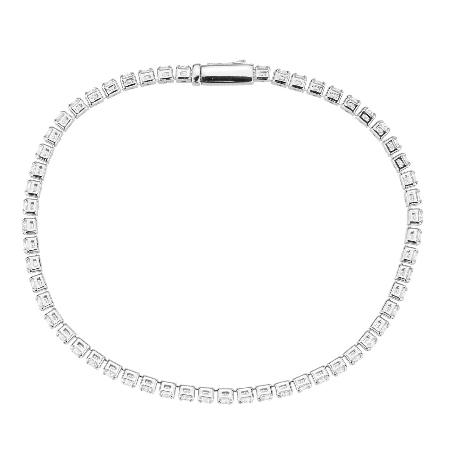 3W1688 - Rhodium Brass Bracelet with AAA Grade CZ in Clear - Alamode - Flyclothing LLC